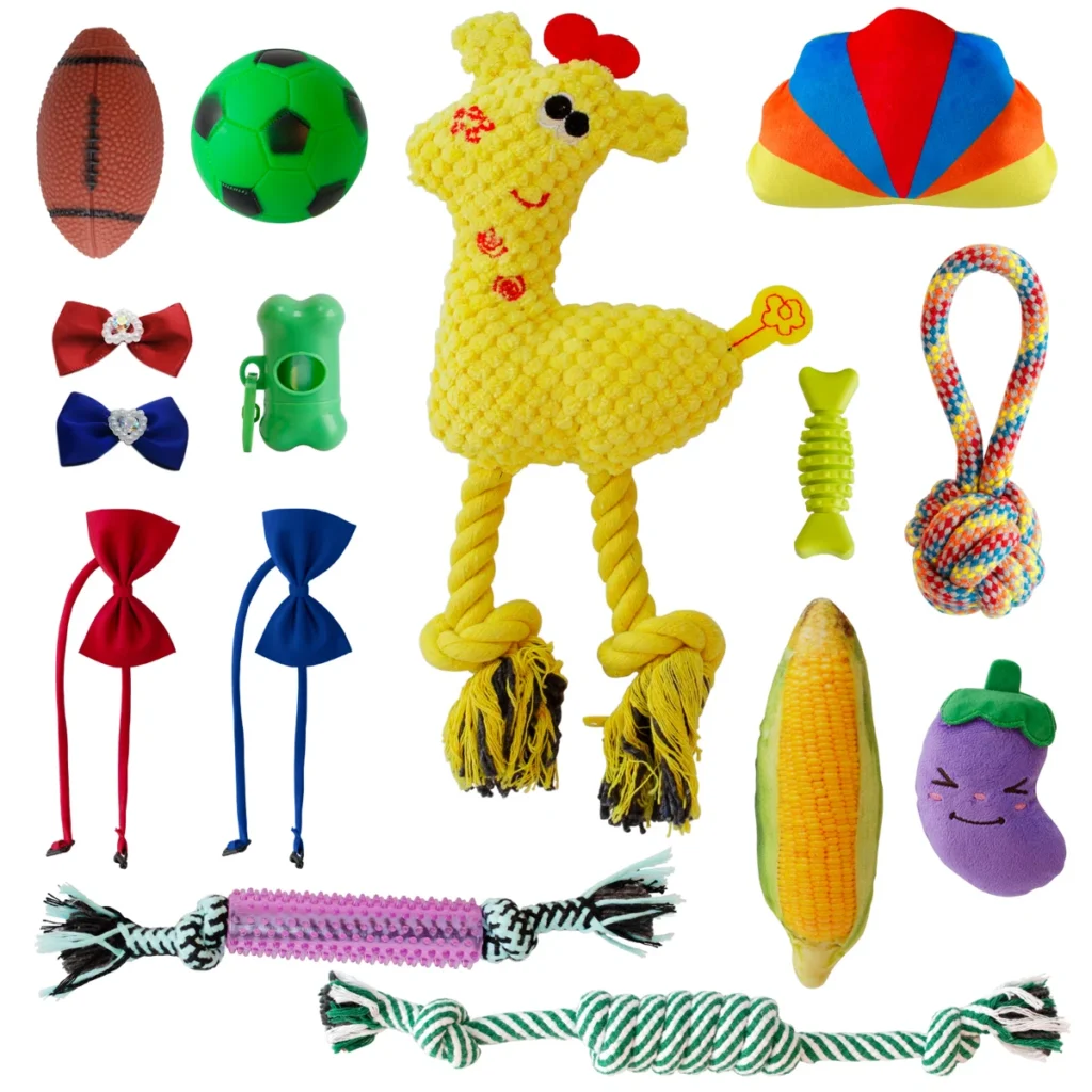 15 pack+dog+chew+toys+for+small+medium+dogs+puppies,+cute+squeaky+dog+toys,+durable+plush+puppy+teething+toys,+ropes+puppy+chew+toys,+non toxic+and+safe