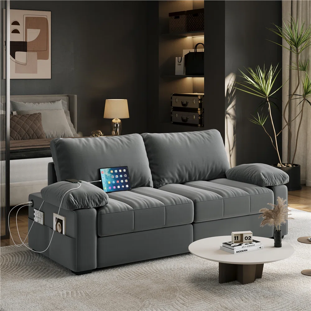 +79''+w+upholstered+sofa+velvet+couch+with+usb+charging+ports 104469164